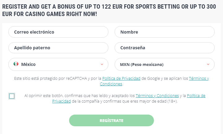 Registro en 22Bet casino México