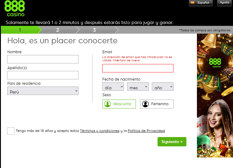 Registro de 888 casino México