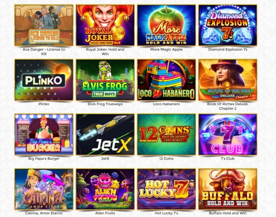 Catálogo de juegos WinUnique Casino México