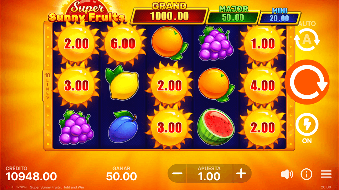 Gráficos Super Sunny Fruits hold and win tragamonedas México