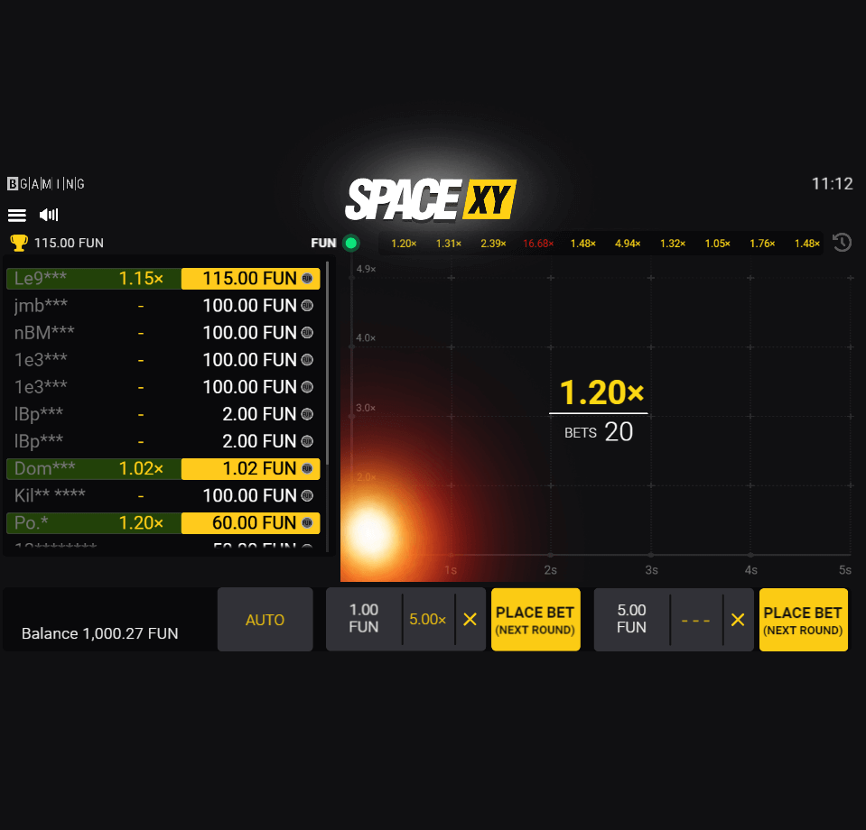 Gráficos y sonidos Space XY BGaming México