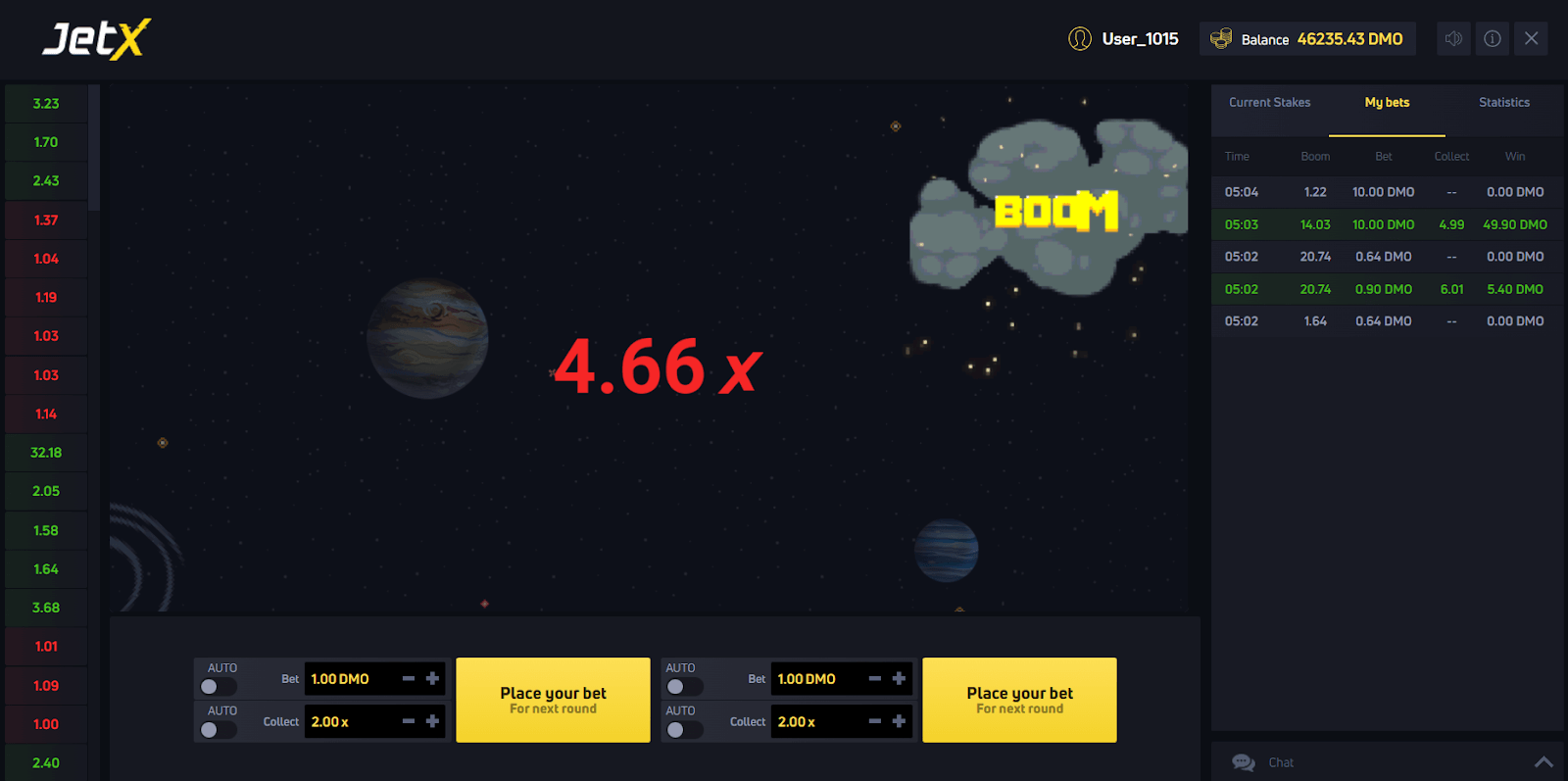 JetX Crash Game México gráfico y sonidos