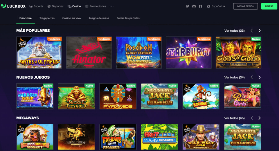 Juegos en Luckbox casino online México