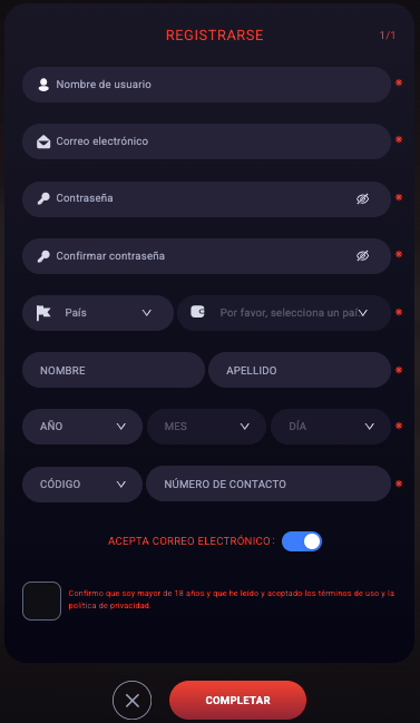 registrar una cuenta en Marsbet