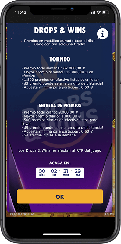 Pragmatic Playinformación sobre los premios de Drops & Wins