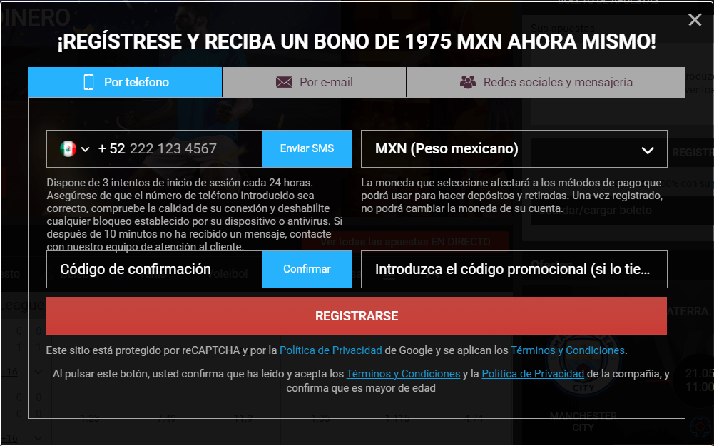 Registro teléfono Megapari México