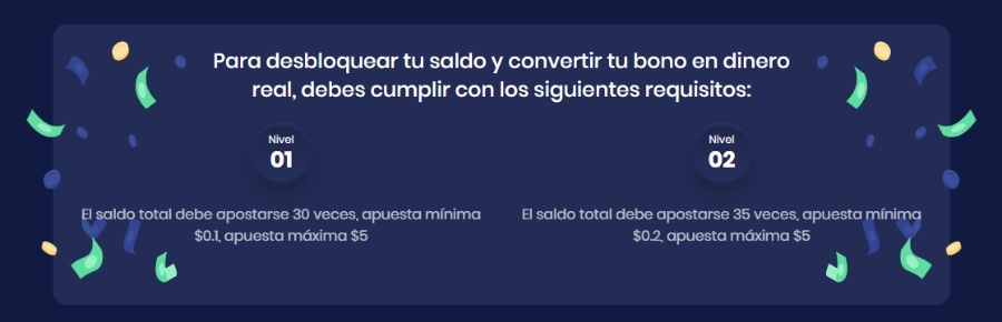 Requisito de apuesta base bonos de bienvenida Flush Casino México