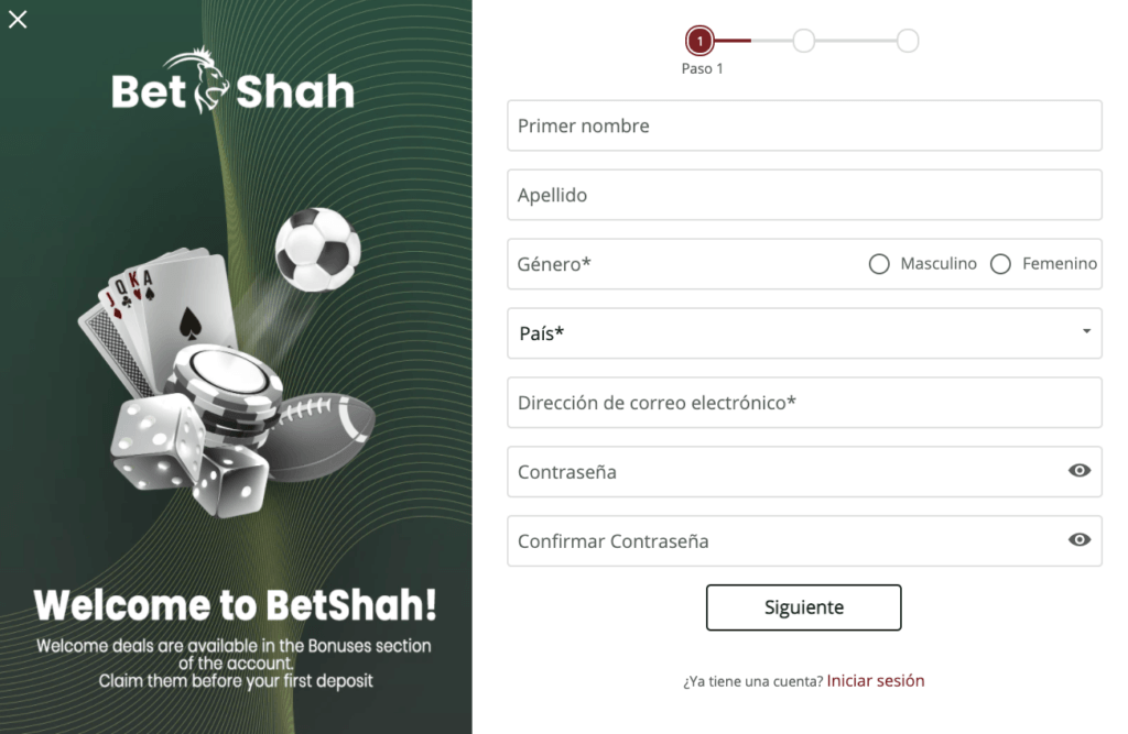 Registro de BetShah casino online México