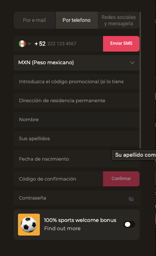 registro con telefono apuesta360
