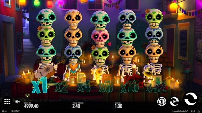 Gana premios explotando unas cuantas cabezas! juego de tragamonedas esqueleto explosivo