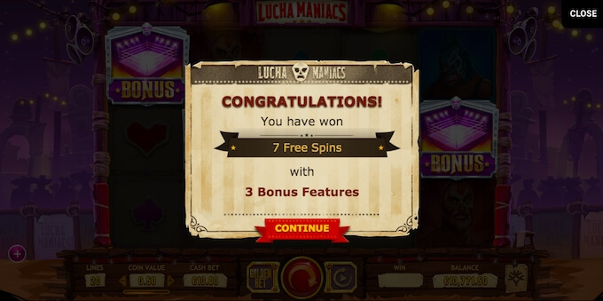 bonus extra y giros gratis con el juego de lucha maniacs 