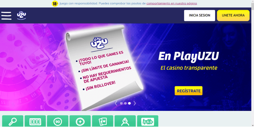 Registro en PlayUZU casino 