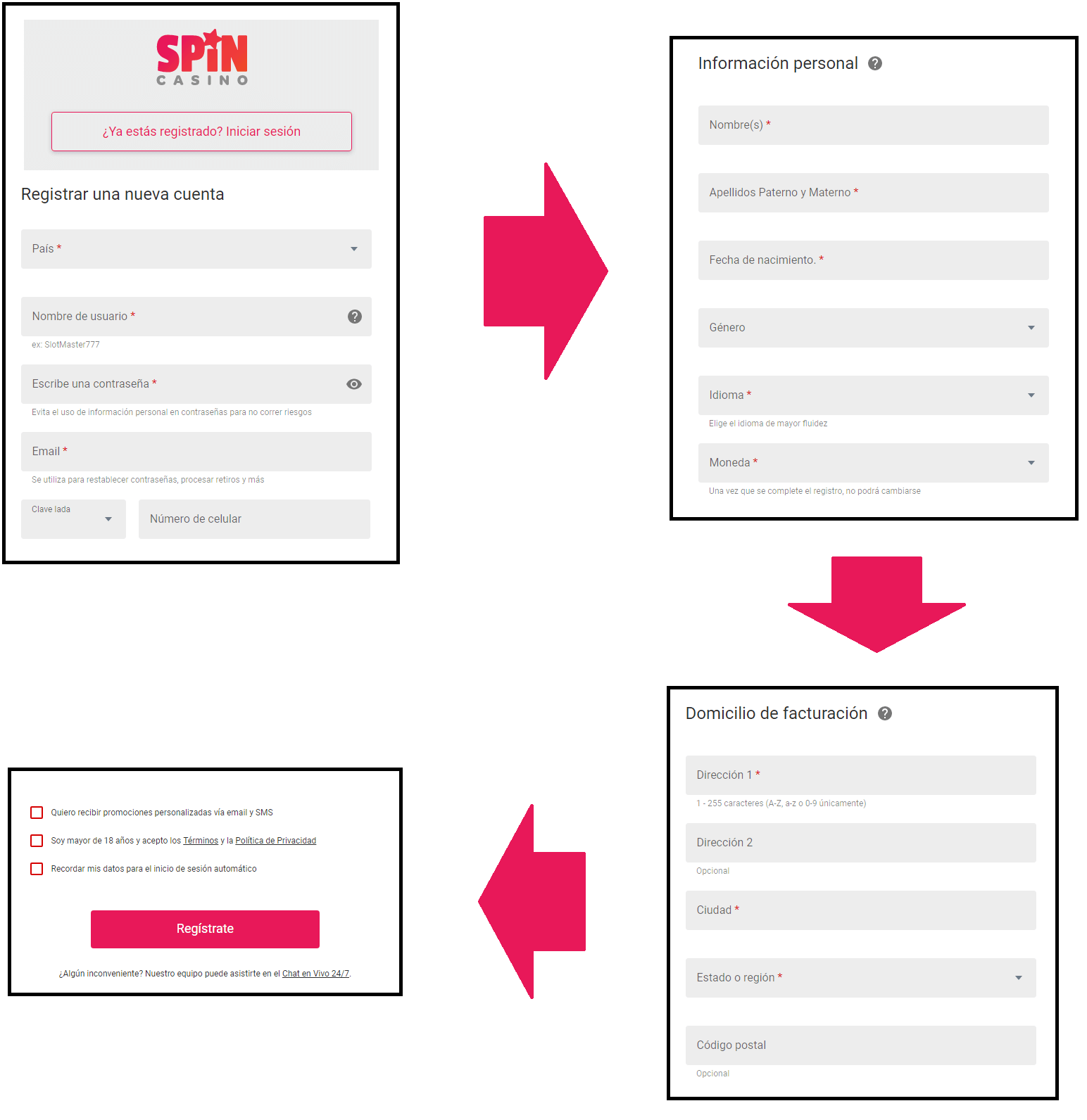 Registro de Spin casino online México